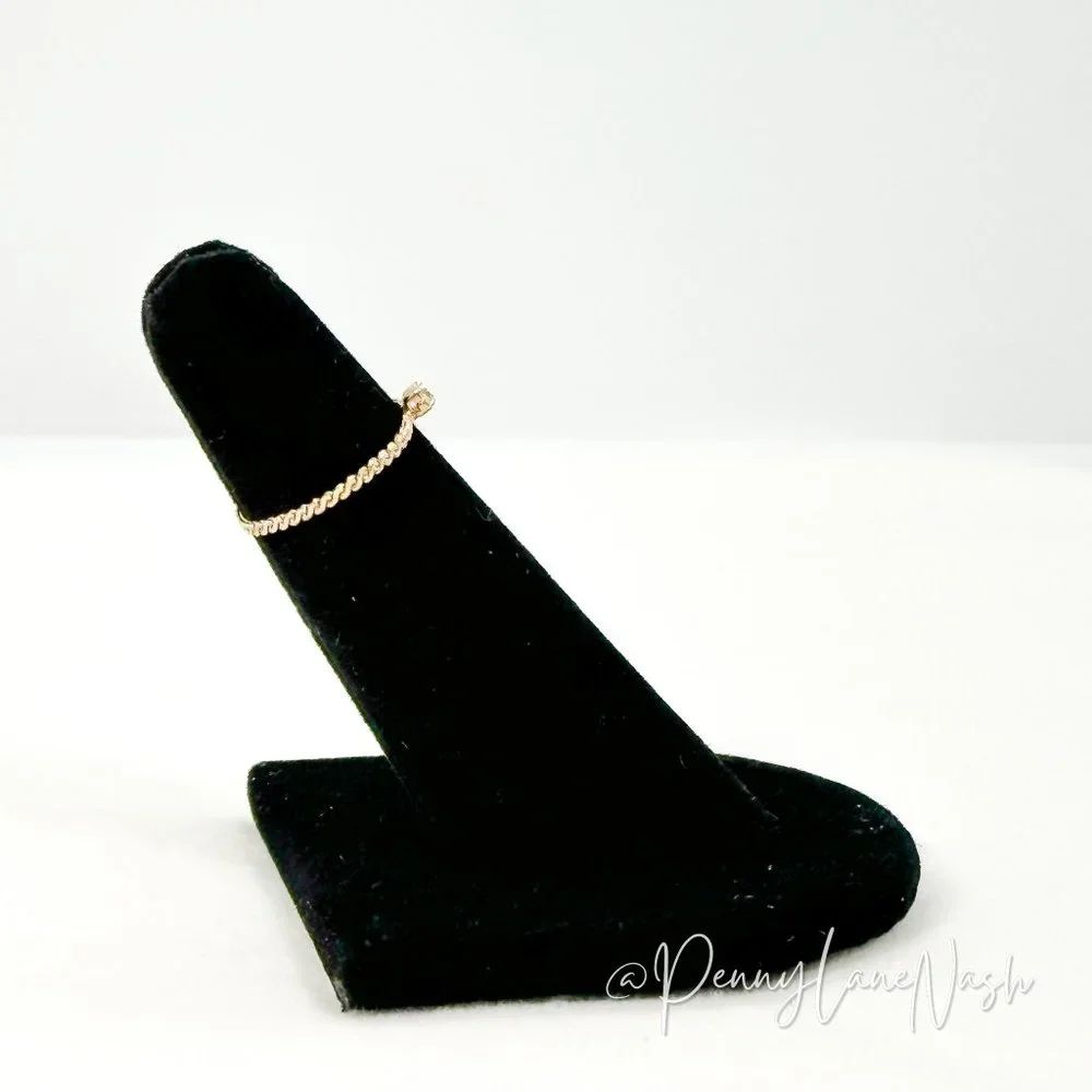 Vintage Delicate Mini Rope with Single Stone Solitaire Ring
